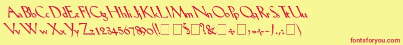 Lilhvyleftie-fontti – punaiset fontit keltaisella taustalla