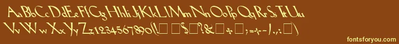 Lilhvyleftie-fontti – keltaiset fontit ruskealla taustalla
