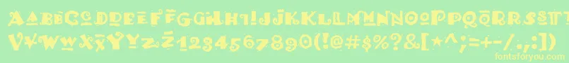 フォントHottamale – 黄色の文字が緑の背景にあります
