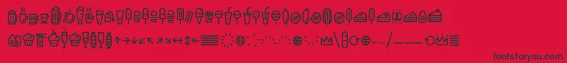 フォントEscalopeCrustOneIcons – 赤い背景に黒い文字