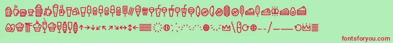 フォントEscalopeCrustOneIcons – 赤い文字の緑の背景