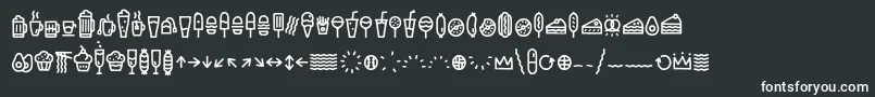 フォントEscalopeCrustOneIcons – 黒い背景に白い文字