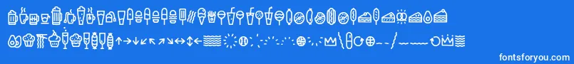 EscalopeCrustOneIcons-Schriftart – Weiße Schriften auf blauem Hintergrund