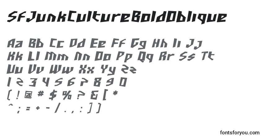 A fonte SfJunkCultureBoldOblique – alfabeto, números, caracteres especiais