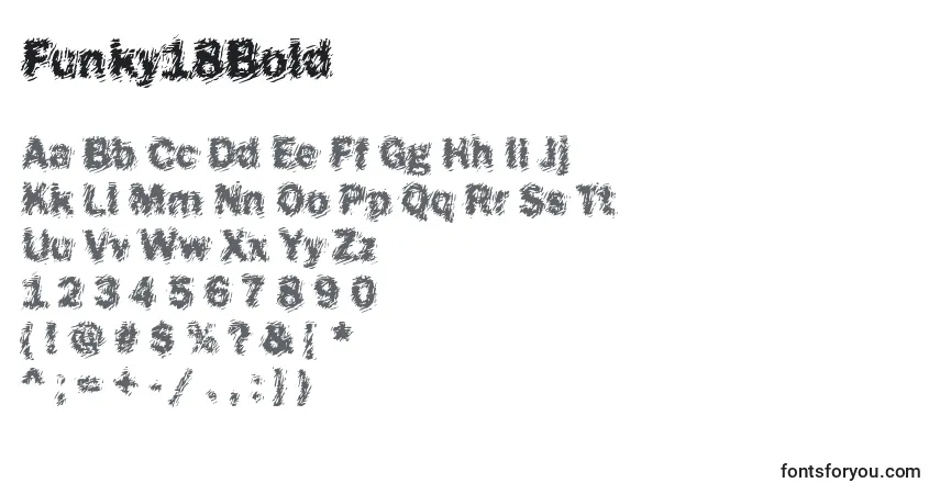 Schriftart Funky18Bold – Alphabet, Zahlen, spezielle Symbole