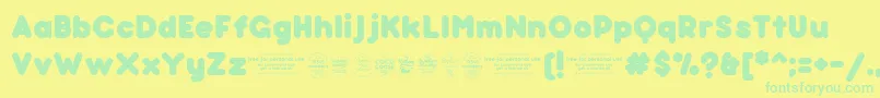 BubbleboddyFattrial Font – Green Fonts on Yellow Background