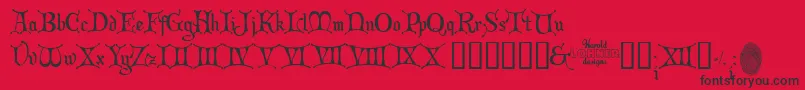 Czcionka ChristmasCard – czarne czcionki na czerwonym tle