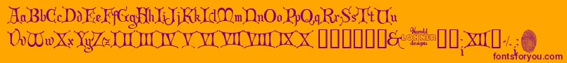ChristmasCard Font – Purple Fonts on Orange Background
