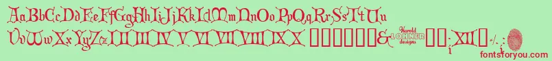 Fonte ChristmasCard – fontes vermelhas em um fundo verde
