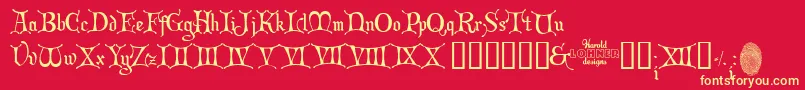 fuente ChristmasCard – Fuentes Amarillas Sobre Fondo Rojo