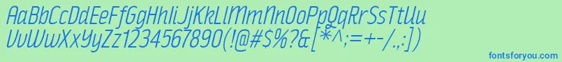 フォントRakeslyLtIt – 青い文字は緑の背景です。