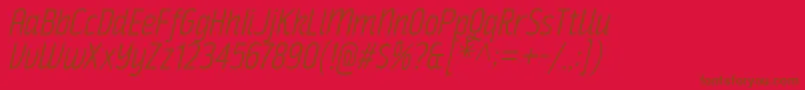 RakeslyLtIt-Schriftart – Braune Schriften auf rotem Hintergrund