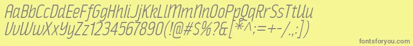 RakeslyLtIt-fontti – harmaat kirjasimet keltaisella taustalla