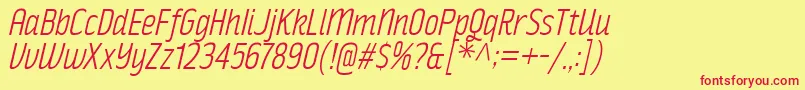RakeslyLtIt-Schriftart – Rote Schriften auf gelbem Hintergrund
