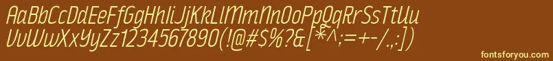 RakeslyLtIt-fontti – keltaiset fontit ruskealla taustalla