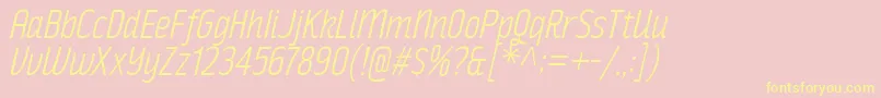 RakeslyLtIt-fontti – keltaiset fontit vaaleanpunaisella taustalla