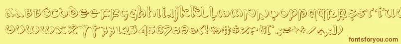 Firstv2s-Schriftart – Braune Schriften auf gelbem Hintergrund
