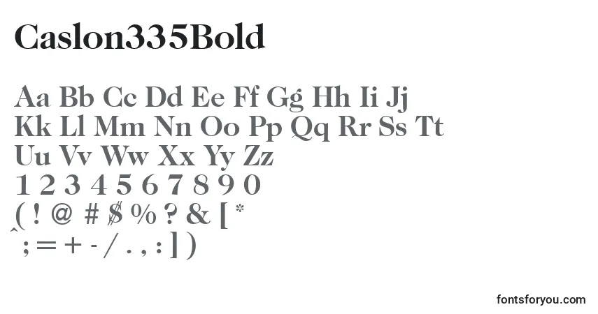 A fonte Caslon335Bold – alfabeto, números, caracteres especiais