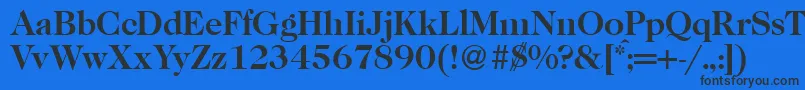 Fonte Caslon335Bold – fontes pretas em um fundo azul