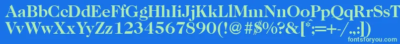 フォントCaslon335Bold – 青い背景に緑のフォント