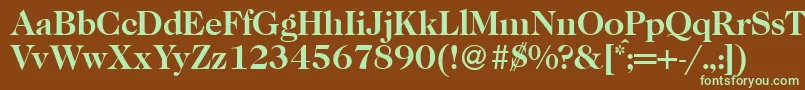 フォントCaslon335Bold – 緑色の文字が茶色の背景にあります。