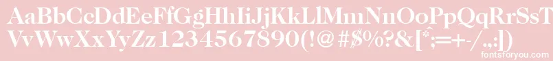 Fonte Caslon335Bold – fontes brancas em um fundo rosa