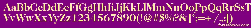 Fonte Caslon335Bold – fontes amarelas em um fundo roxo