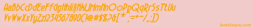 ElectrorocketBoldItalic-fontti – oranssit fontit vaaleanpunaisella taustalla
