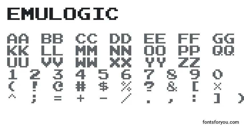 Emulogic-fontti – aakkoset, numerot, erikoismerkit