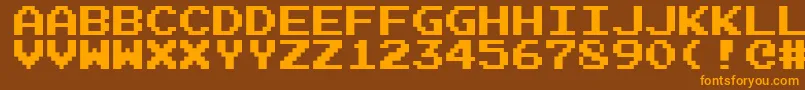 Emulogic Font – Orange Fonts on Brown Background