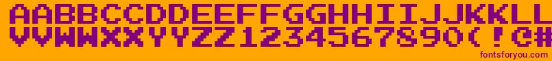 Emulogic Font – Purple Fonts on Orange Background