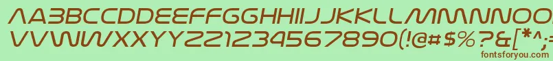 フォントNasalizationexltItalic – 緑の背景に茶色のフォント