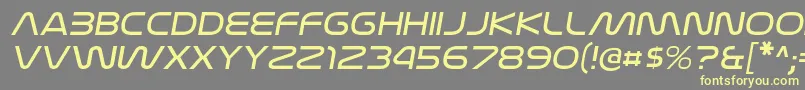 NasalizationexltItalic-Schriftart – Gelbe Schriften auf grauem Hintergrund