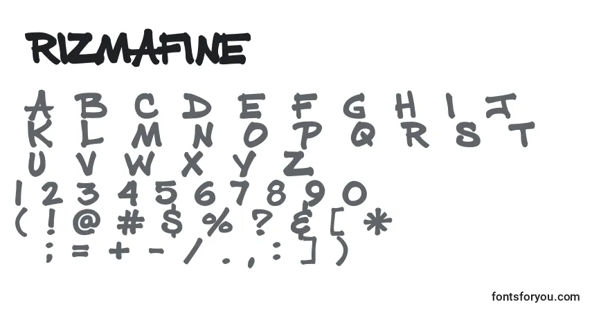 Schriftart Prizmafine – Alphabet, Zahlen, spezielle Symbole