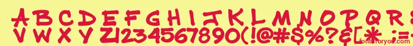 フォントPrizmafine – 赤い文字の黄色い背景