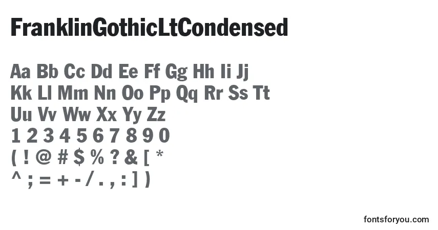 A fonte FranklinGothicLtCondensed – alfabeto, números, caracteres especiais