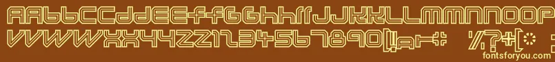 Lunaurora-Schriftart – Gelbe Schriften auf braunem Hintergrund