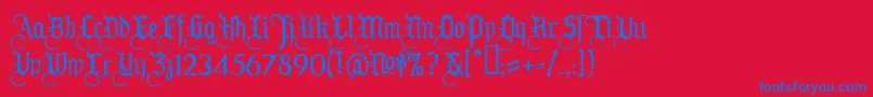 Ww2blackletterHplhs-Schriftart – Blaue Schriften auf rotem Hintergrund