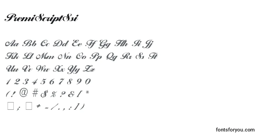 Шрифт PremiScriptSsi – алфавит, цифры, специальные символы