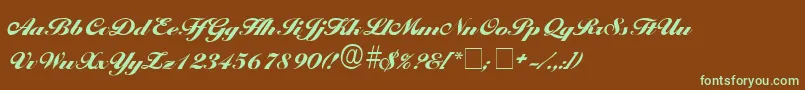 PremiScriptSsi Font – Green Fonts on Brown Background