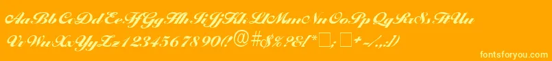 PremiScriptSsi Font – Yellow Fonts on Orange Background