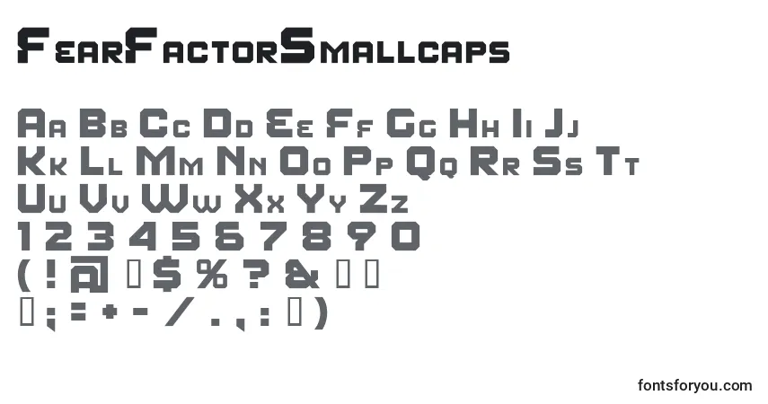 Schriftart FearFactorSmallcaps – Alphabet, Zahlen, spezielle Symbole