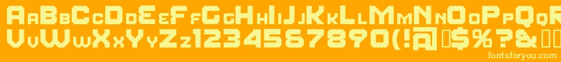 FearFactorSmallcaps Font – Yellow Fonts on Orange Background