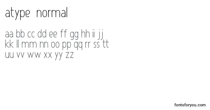 Czcionka Atype1Normal – alfabet, cyfry, specjalne znaki