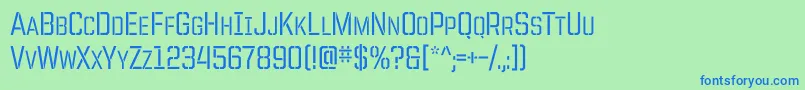Unitedstencilc-Schriftart – Blaue Schriften auf grünem Hintergrund