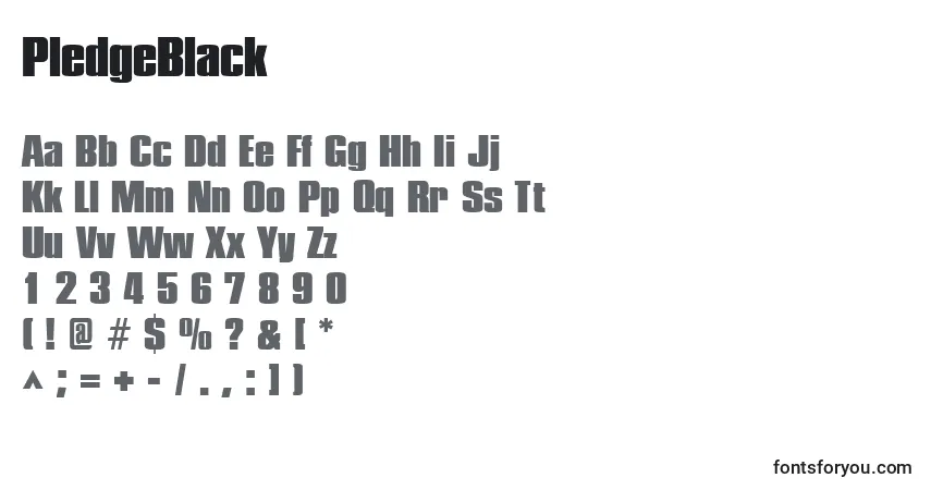 A fonte PledgeBlack – alfabeto, números, caracteres especiais