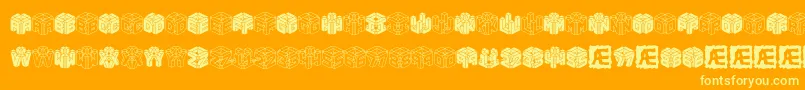 3Dlet-Schriftart – Gelbe Schriften auf orangefarbenem Hintergrund