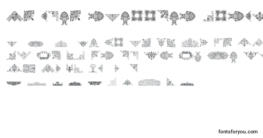 A fonte VictorianFreeOrnaments – alfabeto, números, caracteres especiais