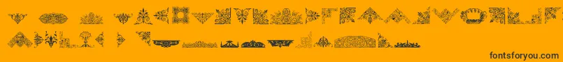 Шрифт VictorianFreeOrnaments – чёрные шрифты на оранжевом фоне