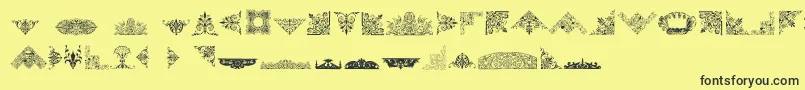 VictorianFreeOrnaments-fontti – mustat fontit keltaisella taustalla